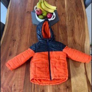 Winter coat/3t/orange & dark bleu